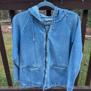 Real Comforts Vintage Denim Zip Up Jacket with Hood